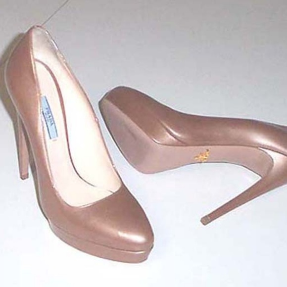 PRADA classic taupe dress pump platform 40.5 shoes - Picture 2 of 4